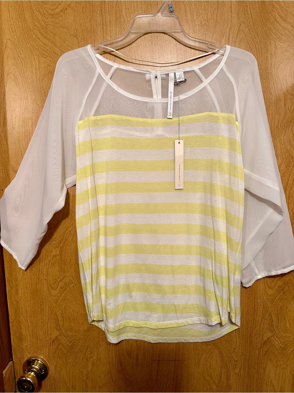 NWT LC Lauren Conrad Sheer Sleeve Top size large